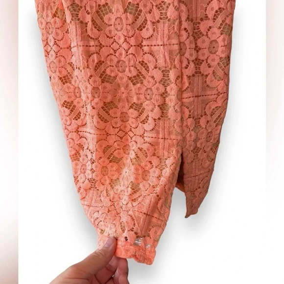 NWT Hello Molly Coral Lace Mini Dress - Size 8, Stretchy, Long Sleeve, Poly/Span - Picture 3 of 8